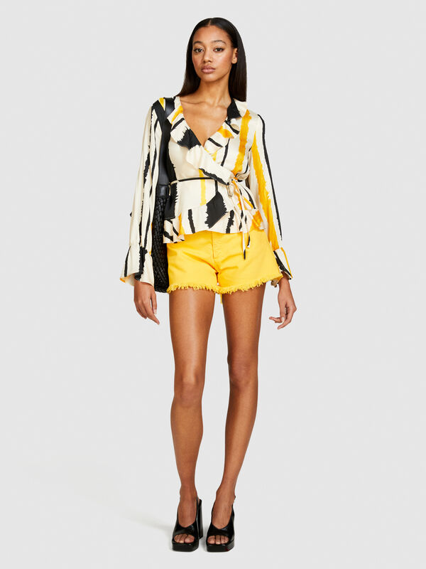 Crisscross blouse with frill - women's blouses | Sisley