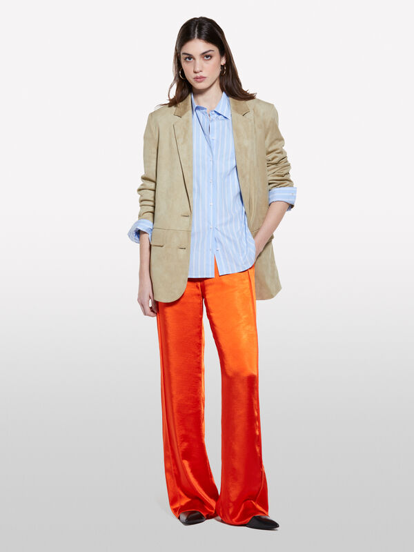 Red satin palazzo trousers - women's palazzo trousers | Sisley