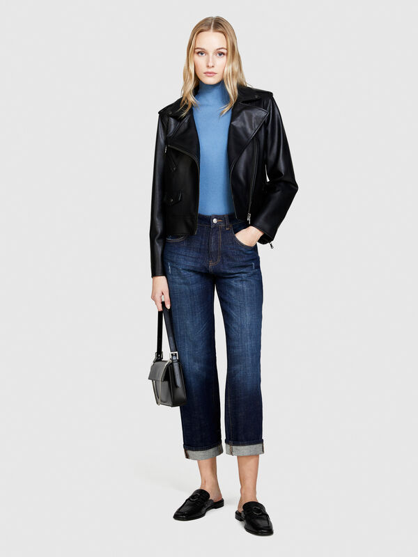Regular fit Manhattan jeans with cuff - women's regular fit jeans | Sisley