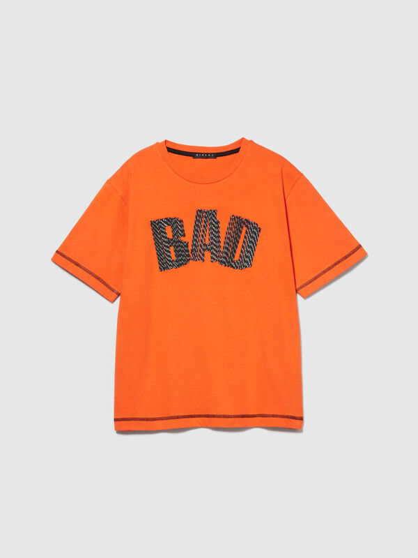 T-shirt with embroidery - boys' short sleeve t-shirts | Sisley Young