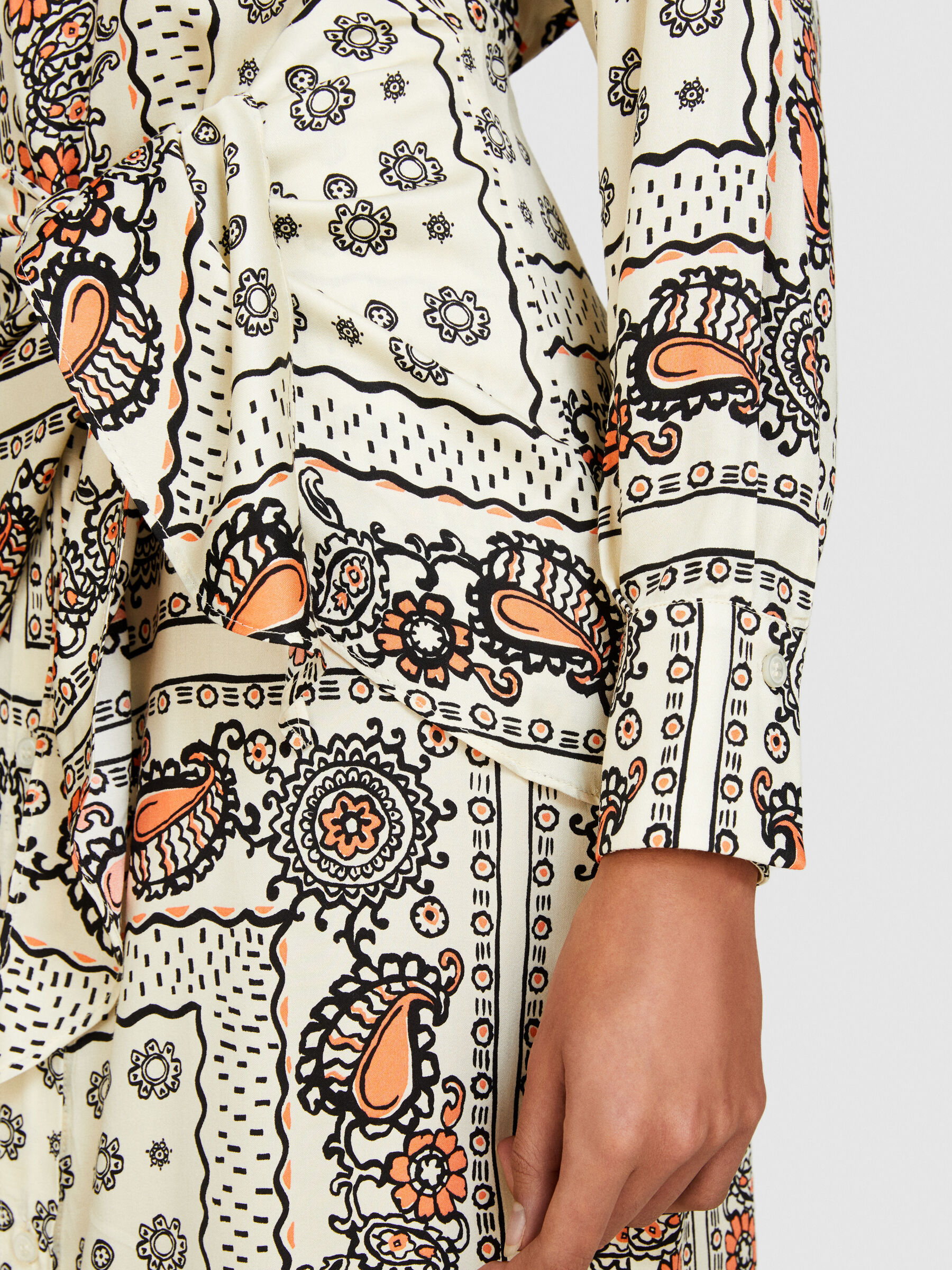 Printed shirt dress with sash Women image number null