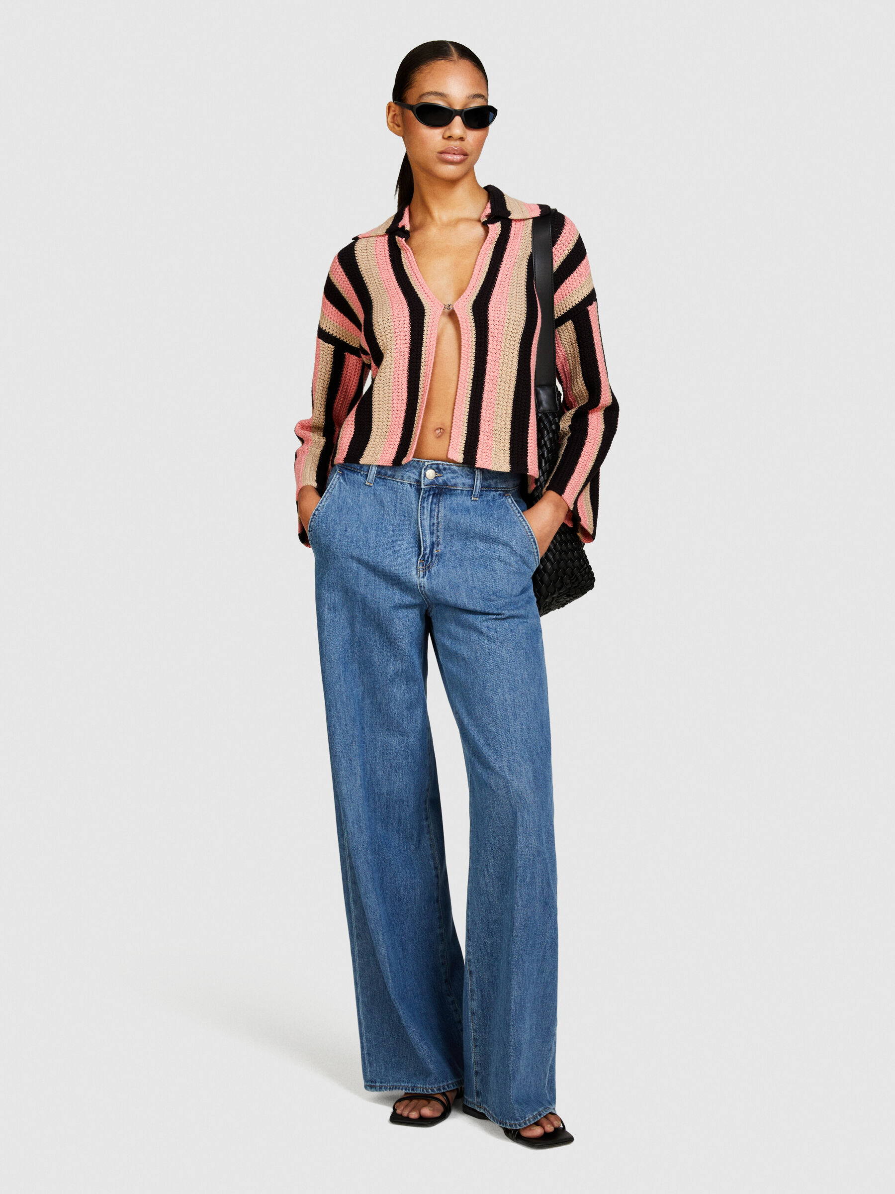 Multicolor striped cardigan Women image number null