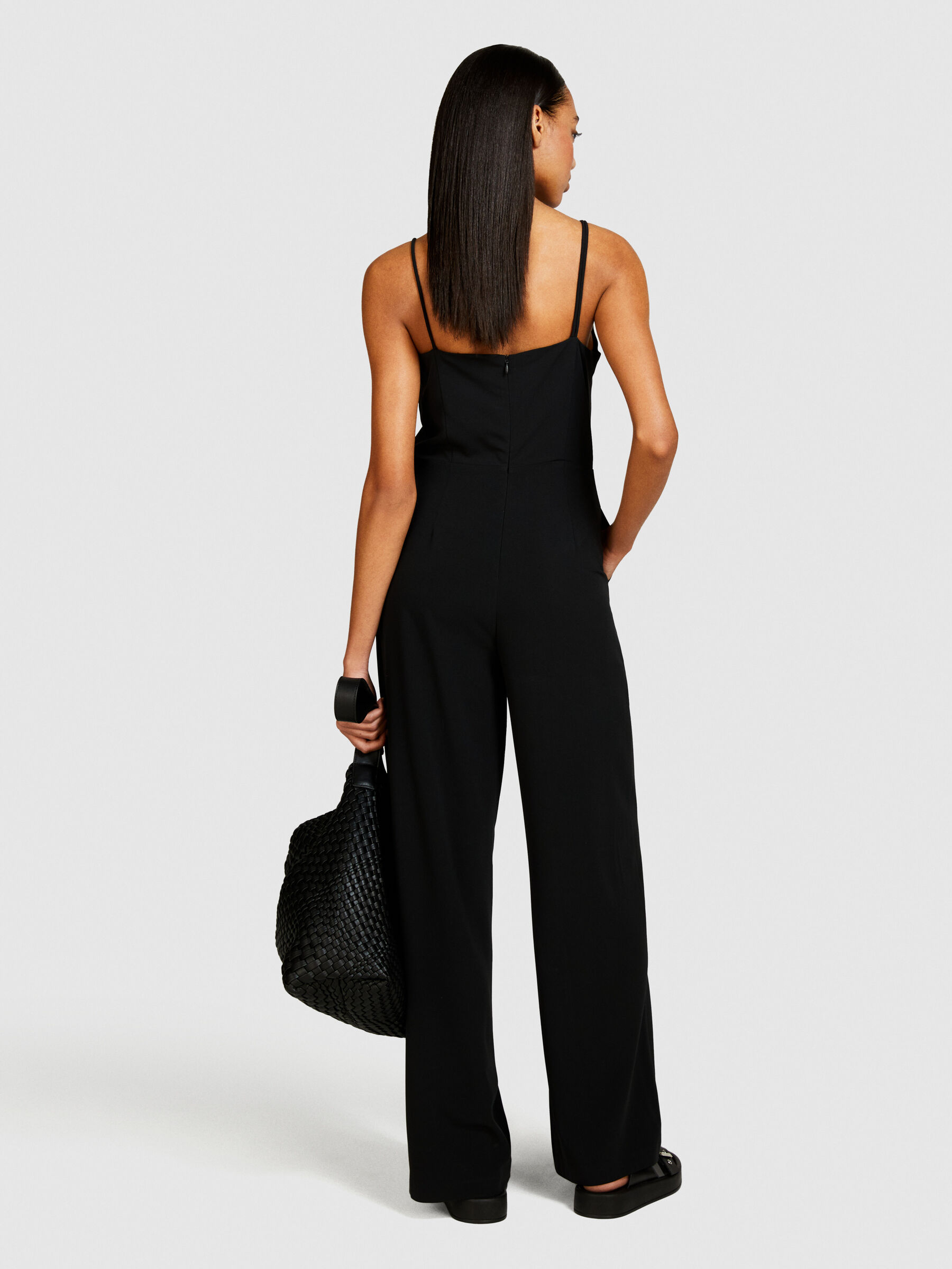 Jumpsuit with uneven neckline Black Sisley