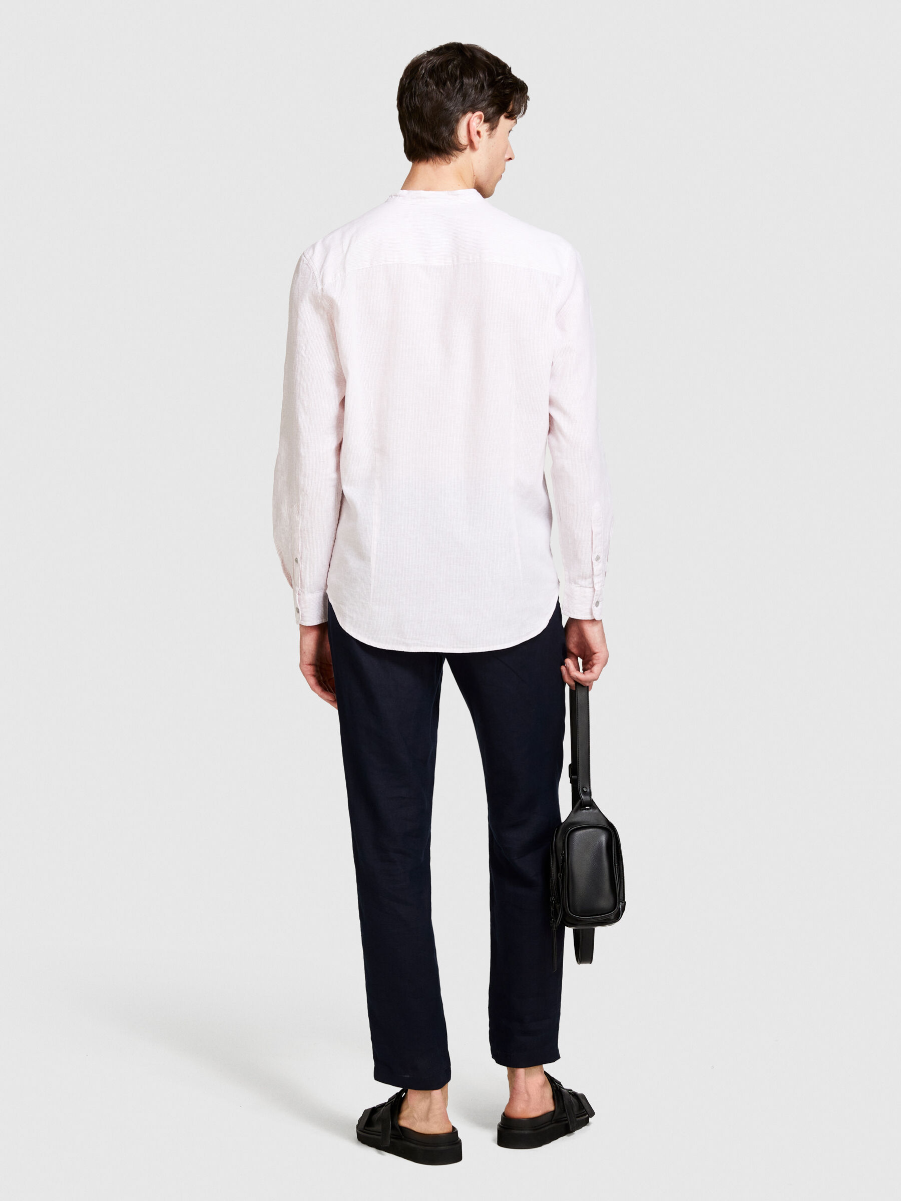 Mandarin collar shirt in linen blend Men image number null