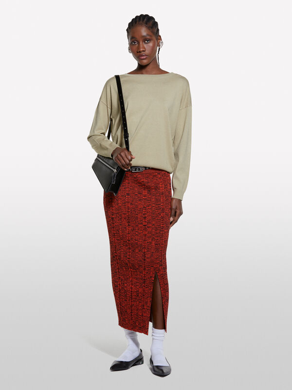 Military green sweater with boat neck - women's boat neck sweaters | Sisley