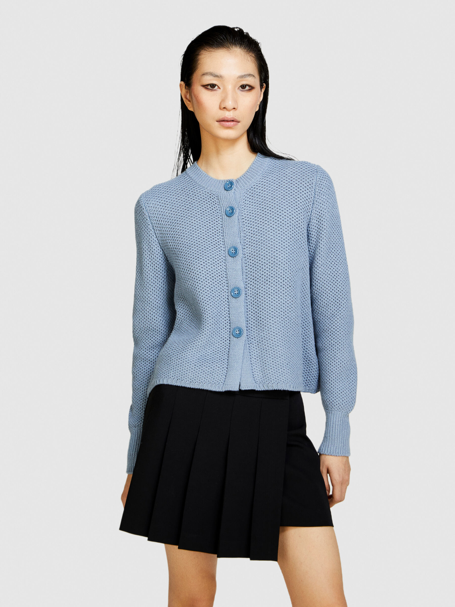 Cardigan with buttons, Light Blue - Sisley