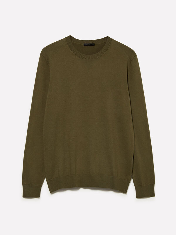 Olive green crew neck sweater - men's crew neck sweaters | Sisley