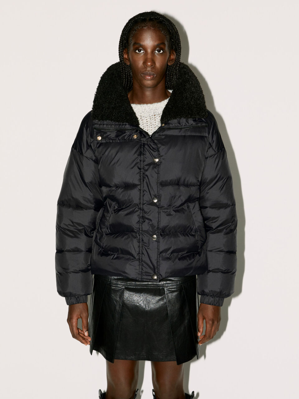 Padded jacket with maxi collar
