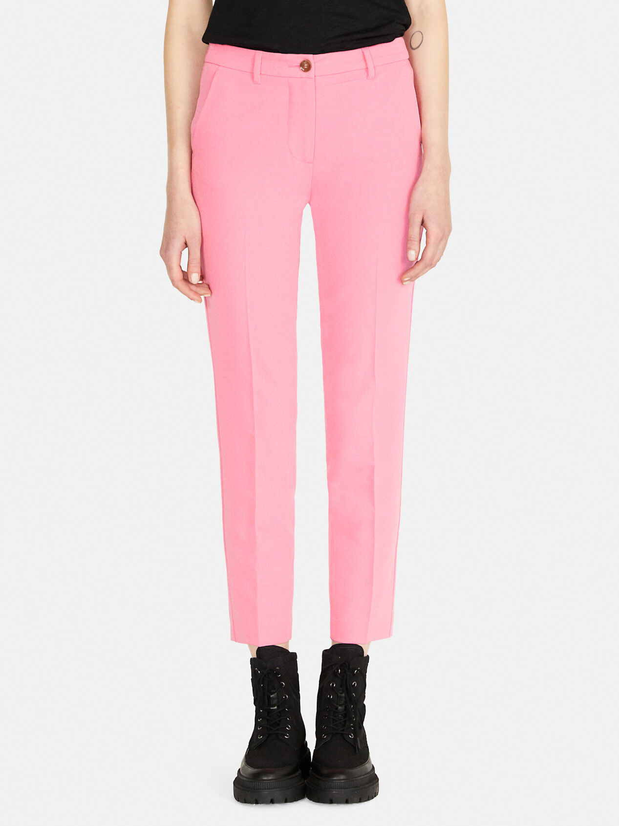Eldino Cigarette Pants Cotton Streachable Trouser for Women Pink -28