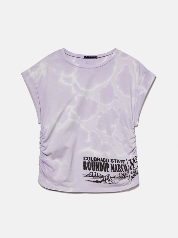 Washed-out t-shirt with curl - girls' short sleeve t-shirts | Sisley Young