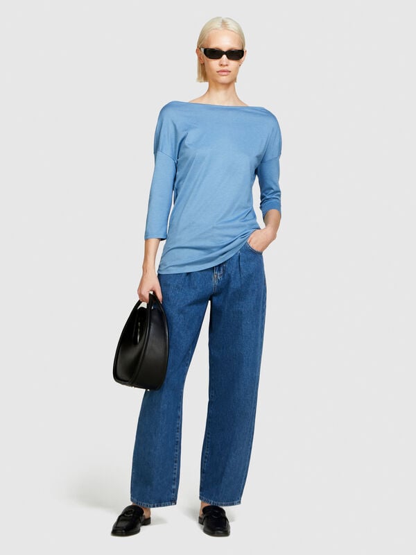 T-shirt with boat neck T-shirt with boat neck - women's long sleeve t-shirts | Sisley