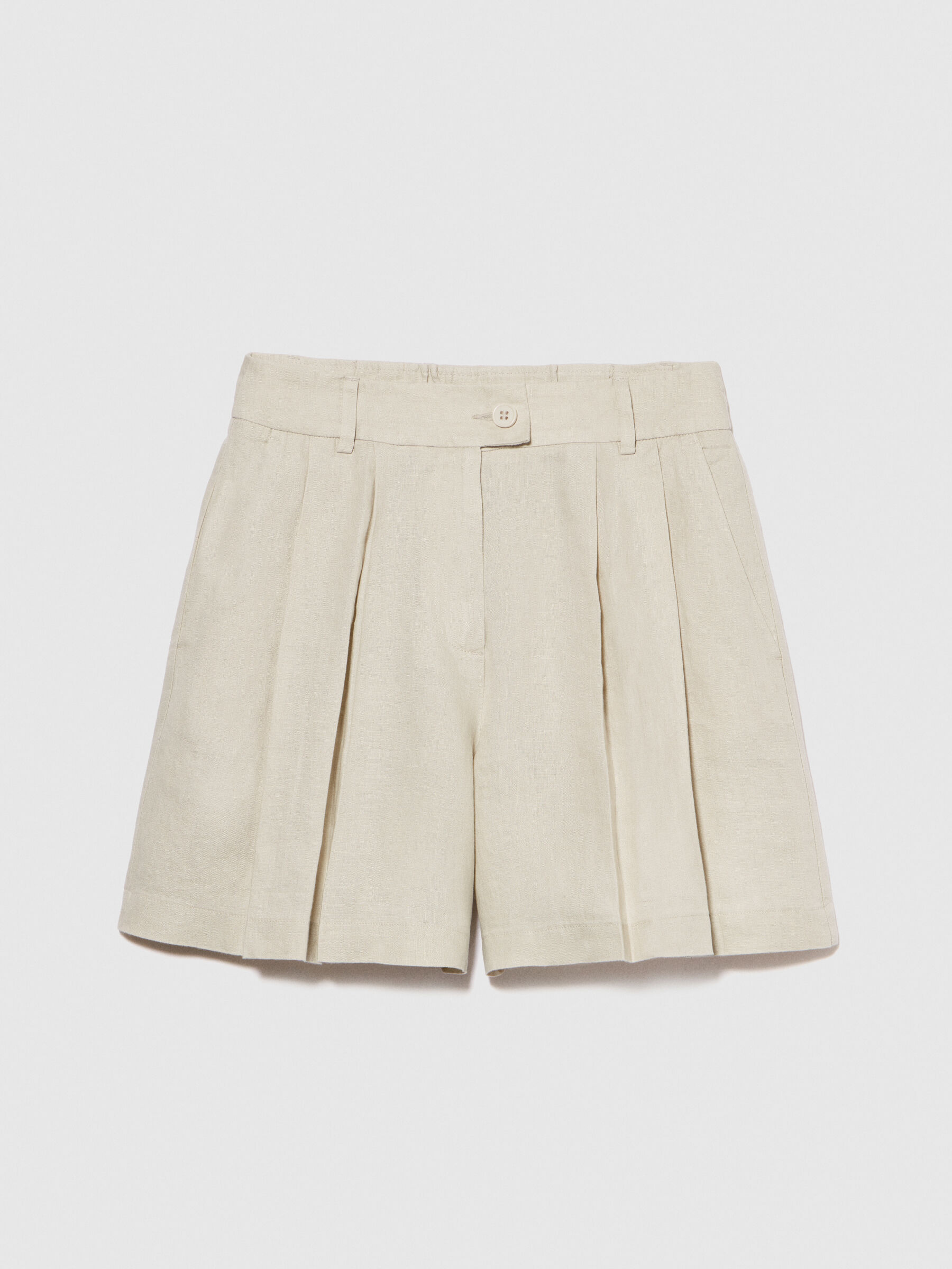 Beige linen shorts womens sale
