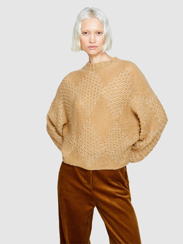Knit sweater with diamonds - women's crew neck sweaters | Sisley