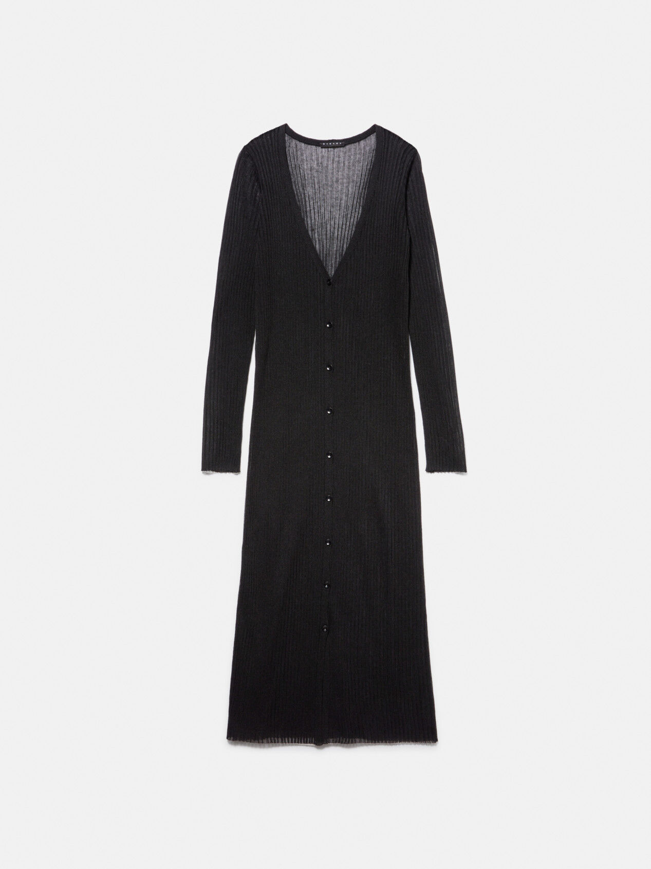Long black online ribbed cardigan