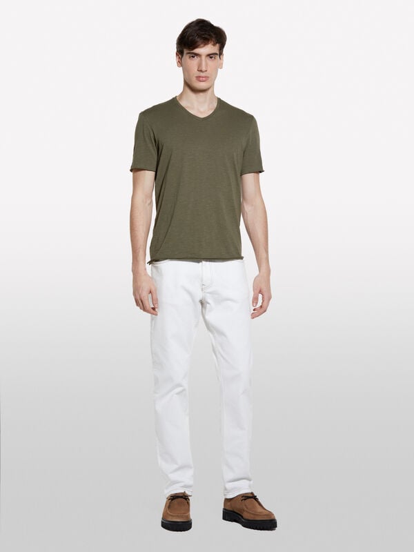 Military green slim fit t-shirt Military green slim fit t-shirt - men's short sleeve t-shirts | Sisley