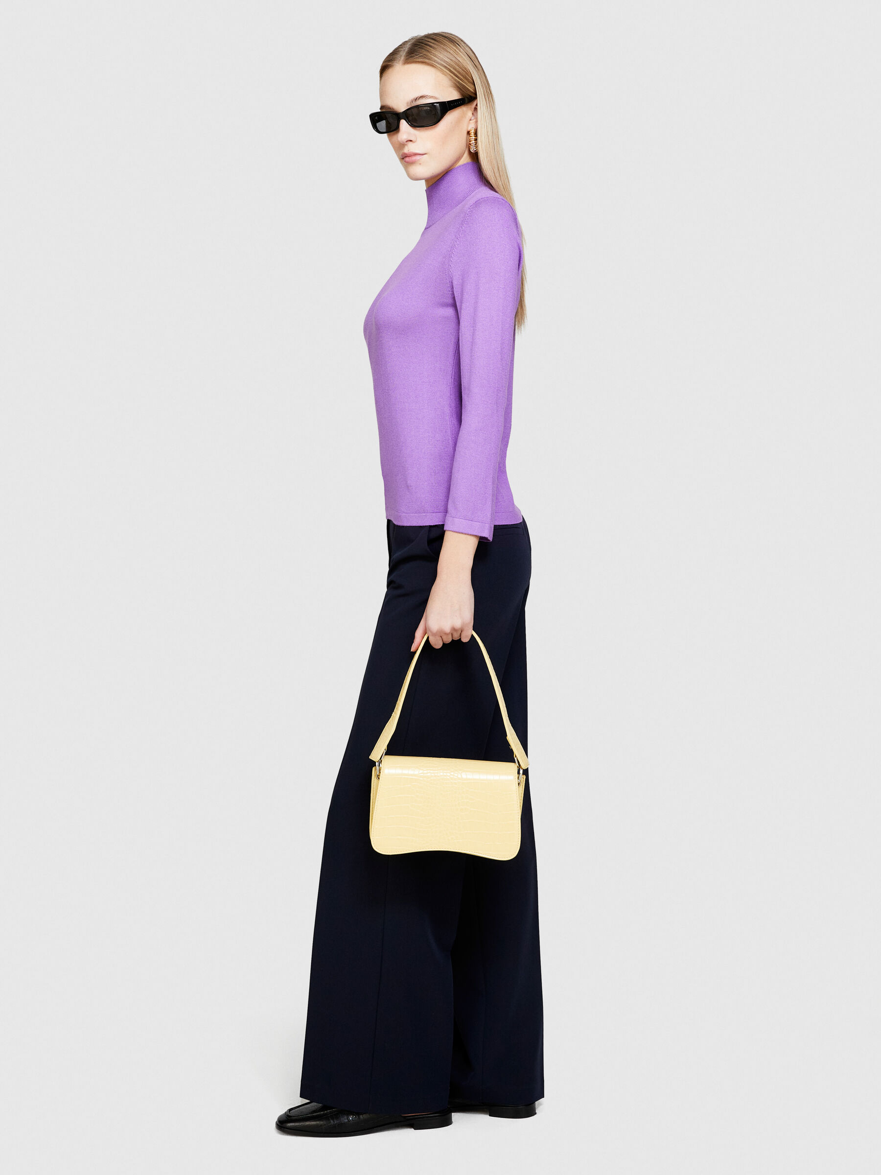 Turtleneck in silk blend, Lilac - Sisley