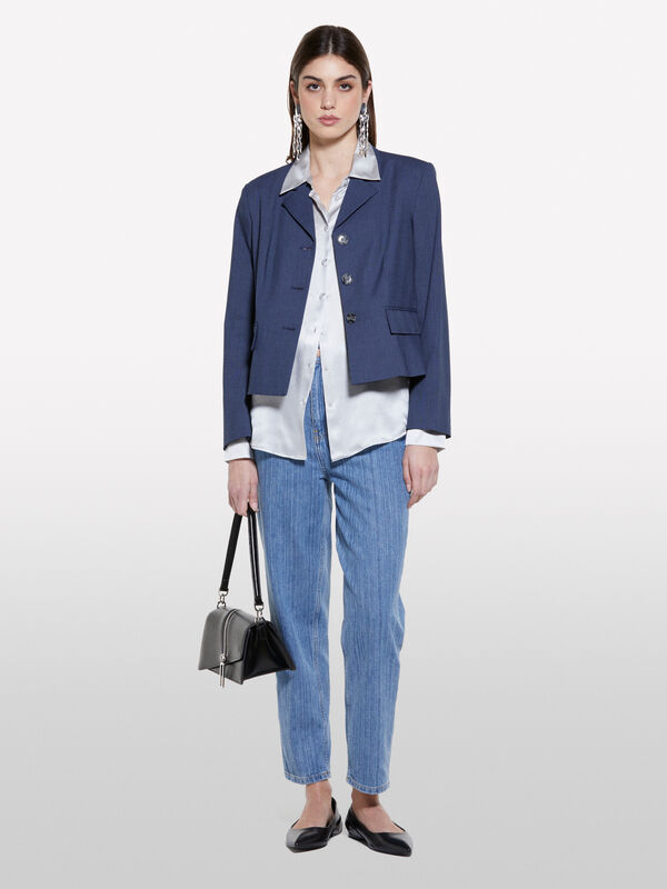 Dark blue short jacket - women's blazers | Sisley