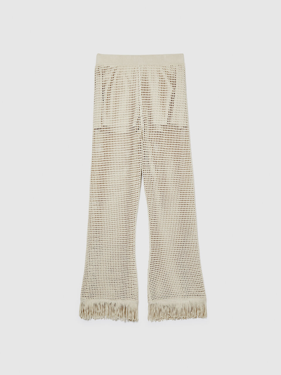 Perforated trousers with fringe Women image number null
