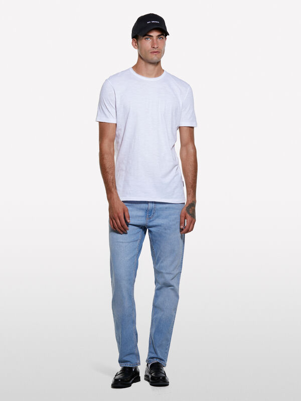 White slim fit short sleeve t-shirt - men's short sleeve t-shirts | Sisley