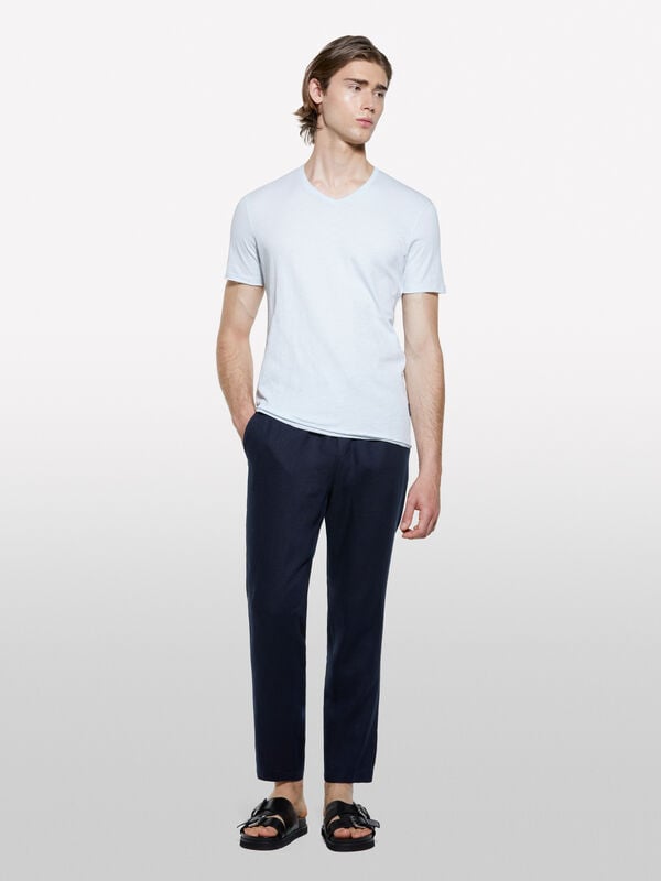 Sky blue slim fit t-shirt Sky blue slim fit t-shirt - men's short sleeve t-shirts | Sisley