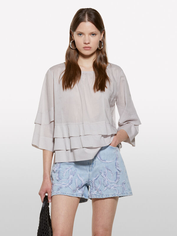 Gray blouse with frills - women's blouses | Sisley
