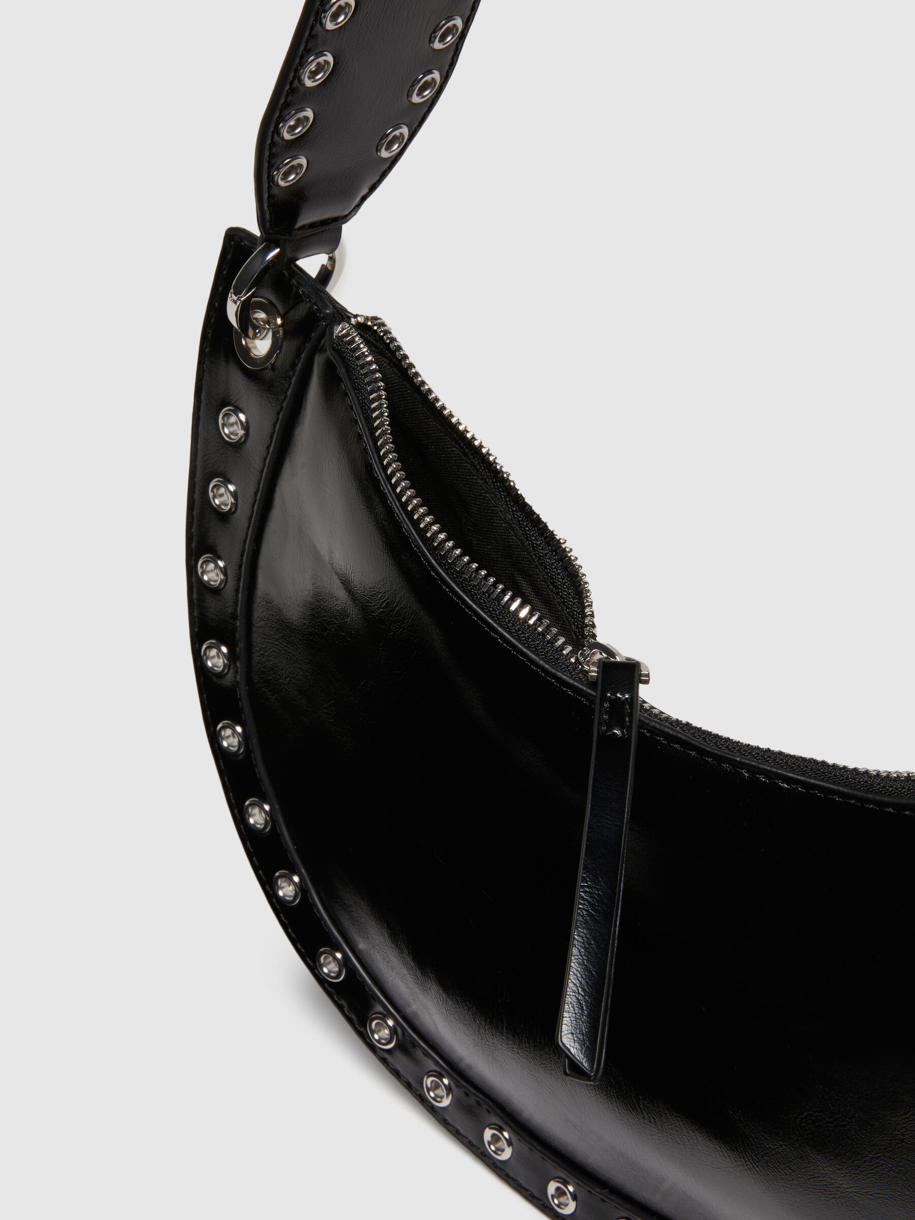 Glossy shoulder bag, Black - Sisley