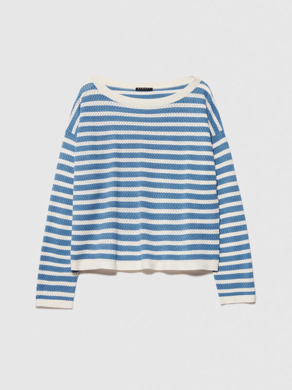 Sweater with two-tone stripes - women's boat neck sweaters | Sisley