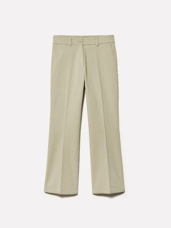 Military green flare fit trousers - women's flared trousers | Sisley
