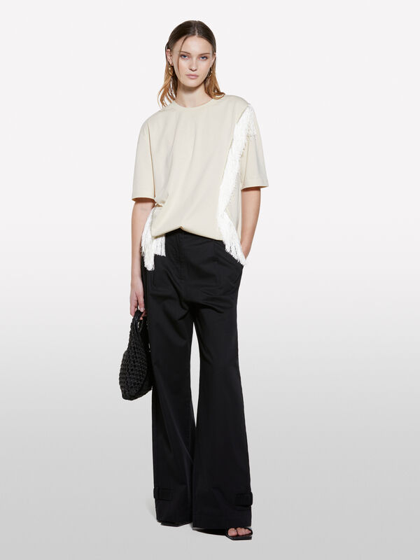 Black relaxed fit trousers - women's palazzo trousers | Sisley