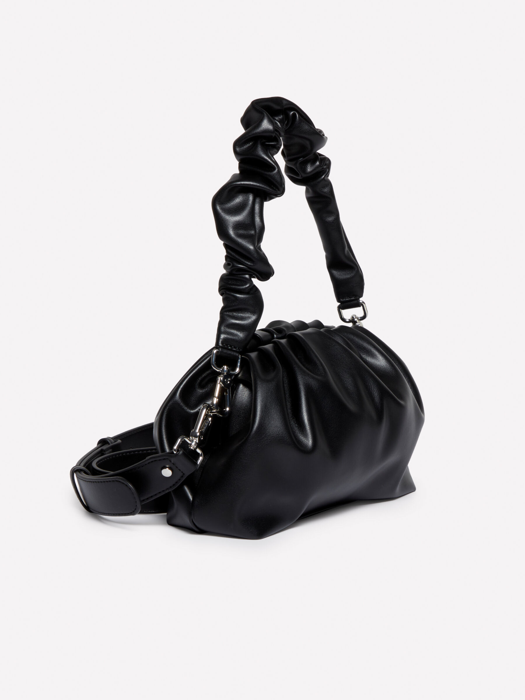 Black clutch bag with rouched handle Black Sisley