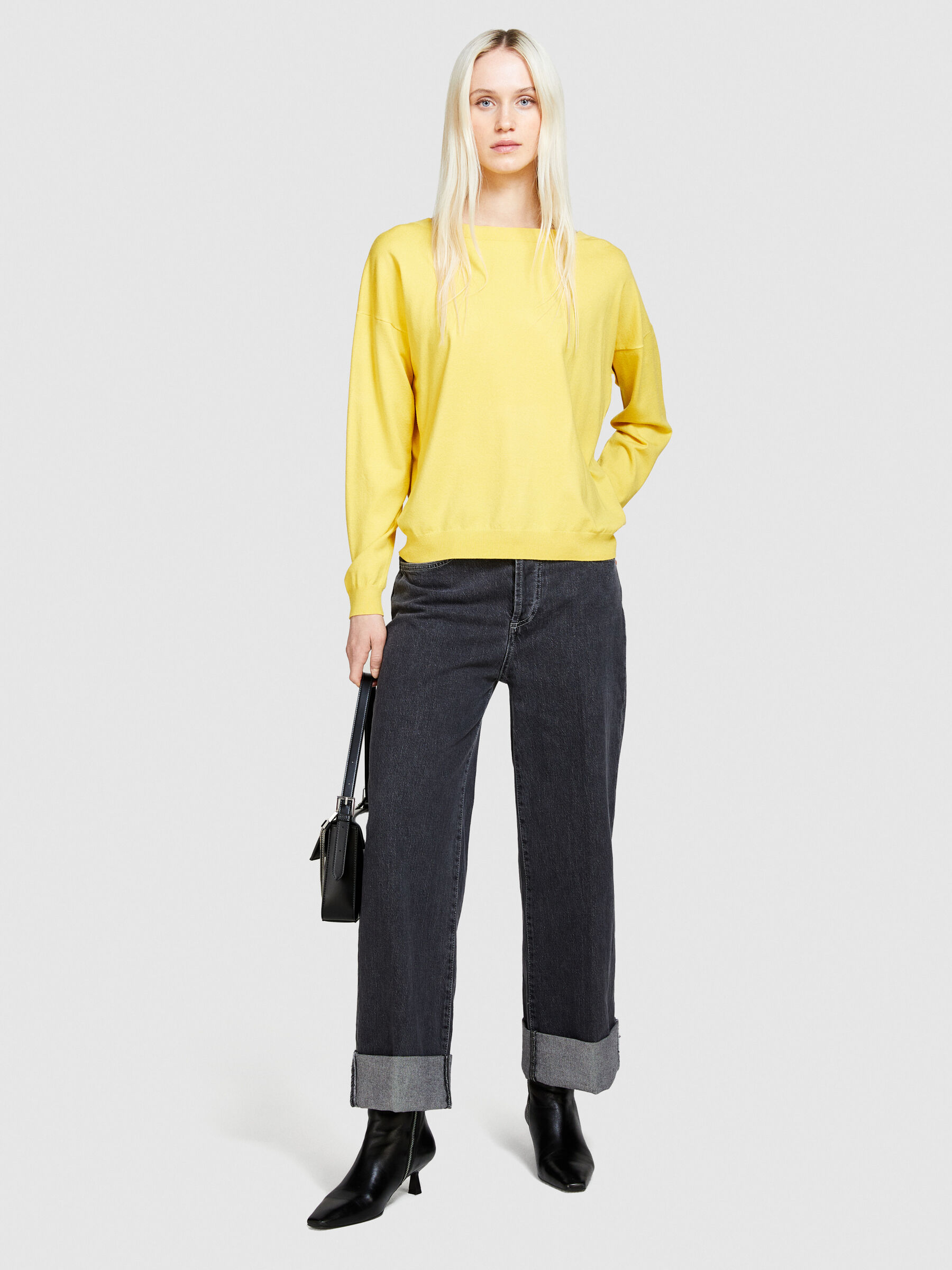 Boat neck sweater, Yellow - Sisley