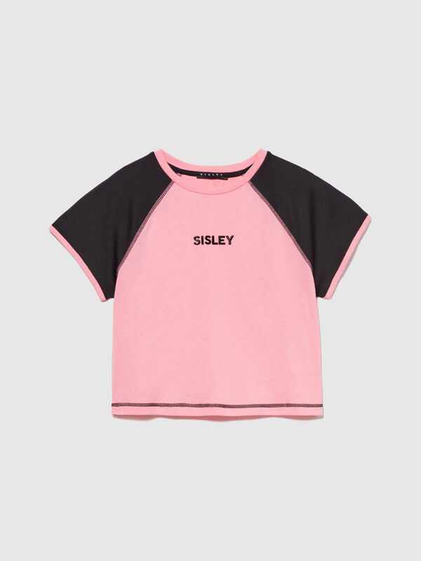 Sporty t-shirt with logo - girls' short sleeve t-shirts | Sisley Young