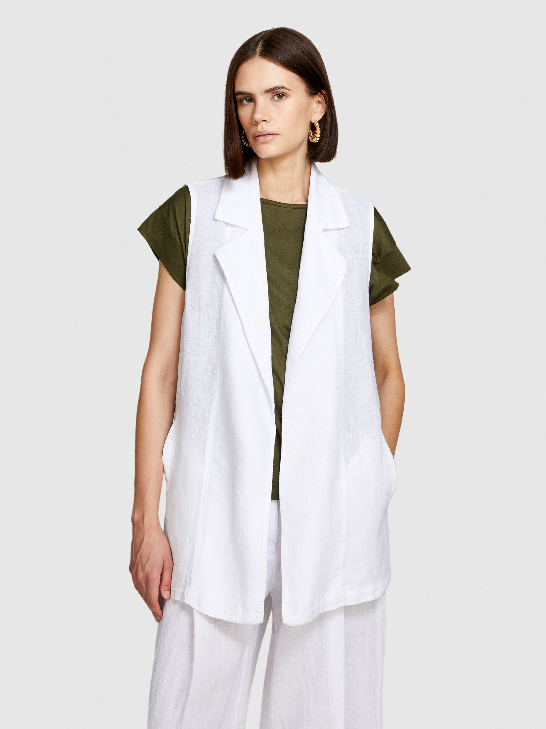 100% linen open vest Women image number null