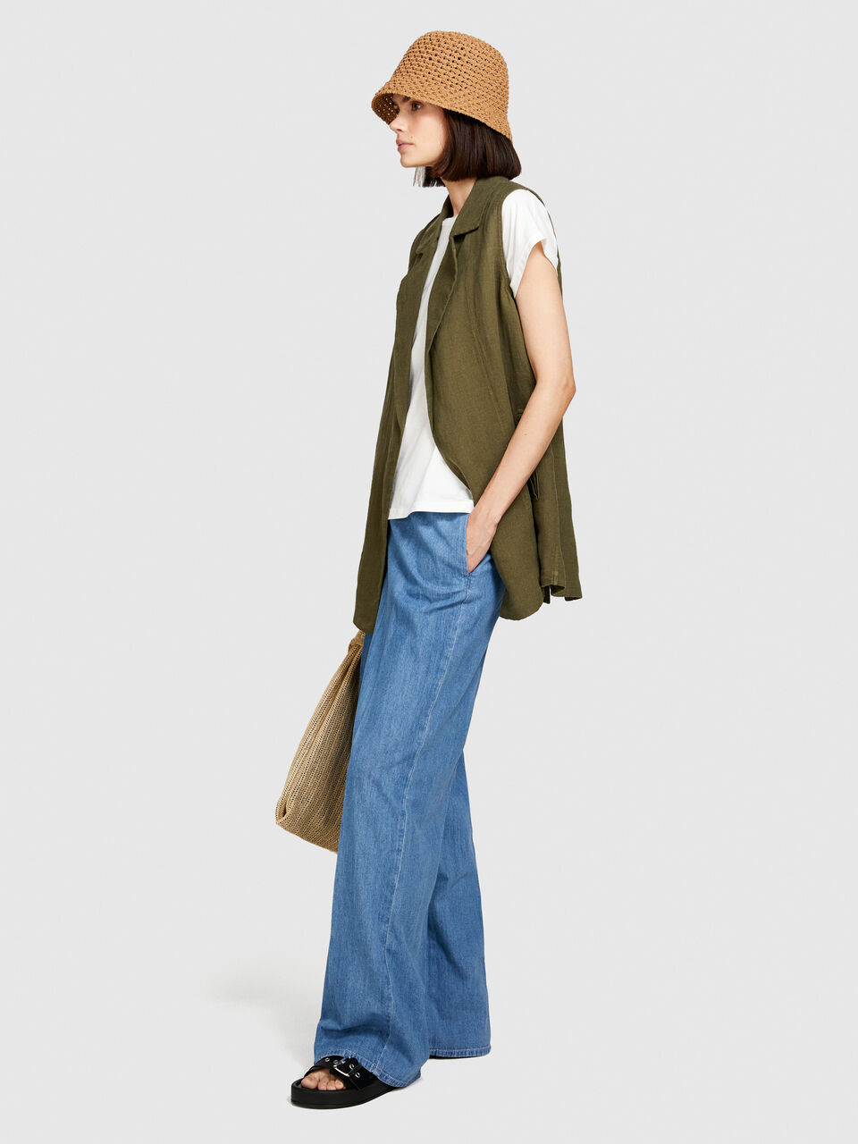 Palazzo trousers in chambray Women image number null