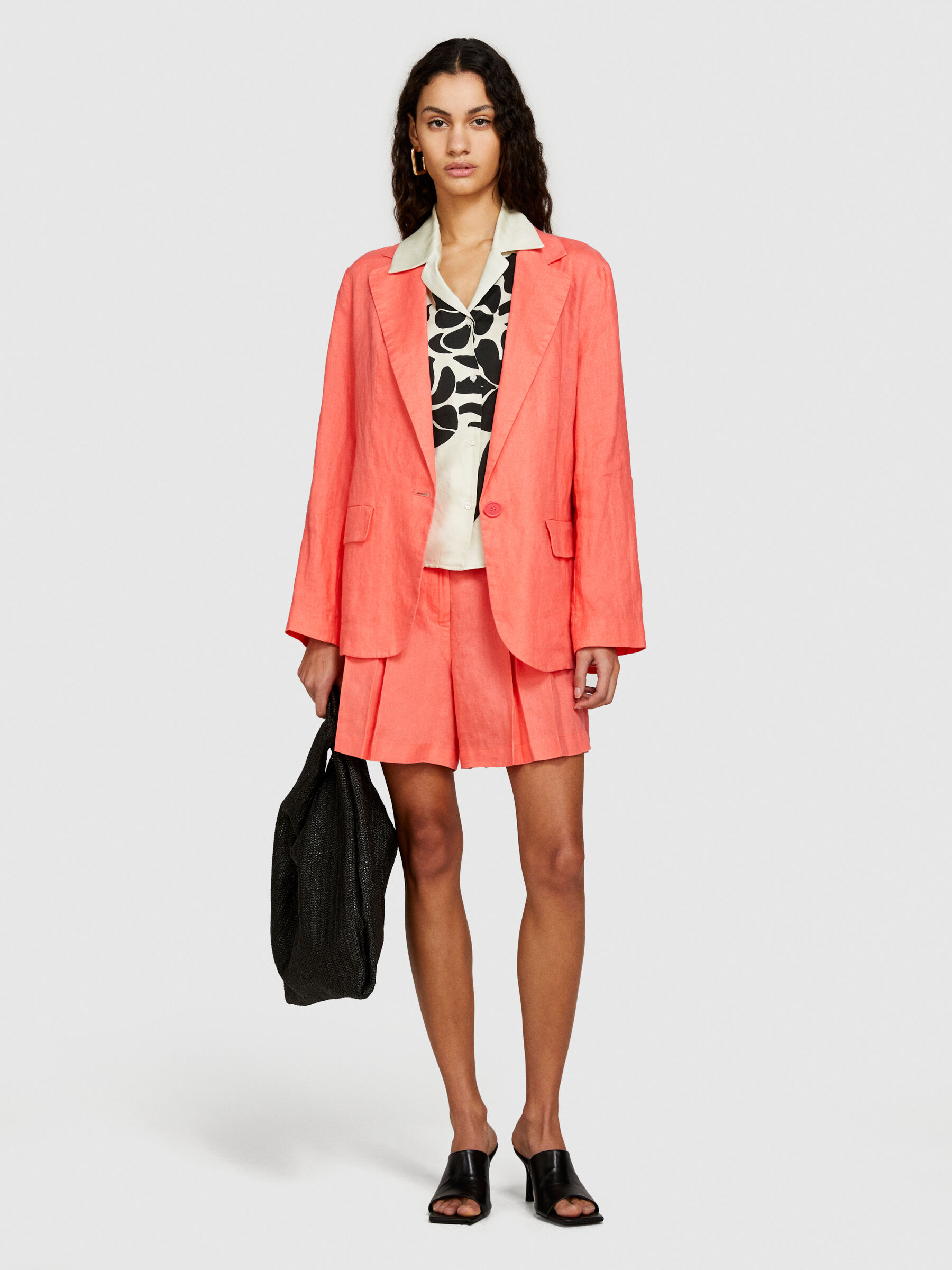 100% linen blazer, Coral - Sisley 100% linen blazer, Coral - Sisley