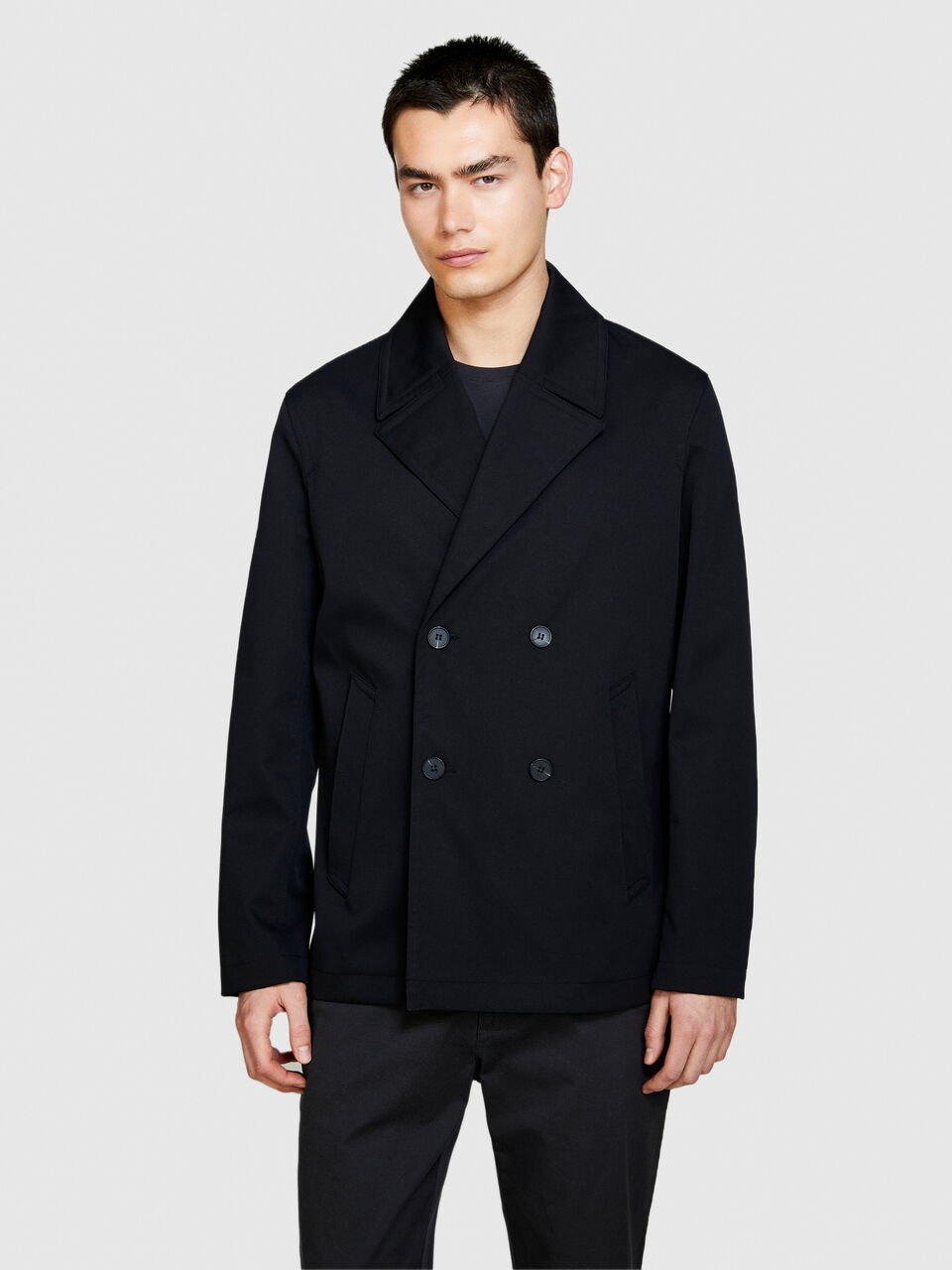 Double-breasted peacoat Men image number null