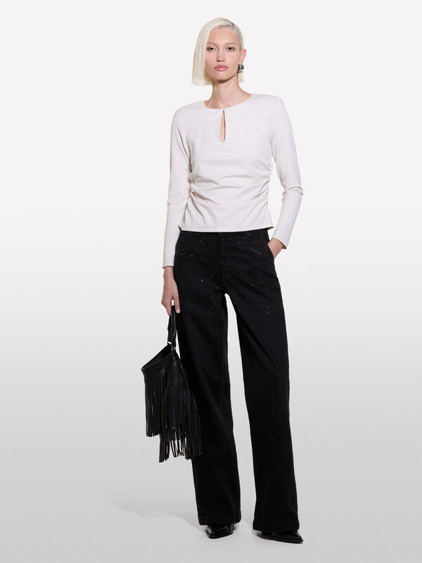 Black jeans with rhinestones - women's relaxed fit jeans | Sisley