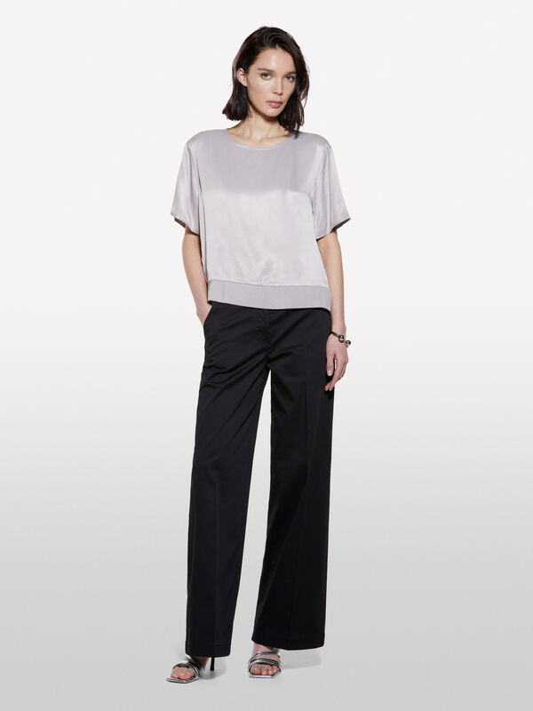 Black wide leg trousers - women's palazzo trousers | Sisley