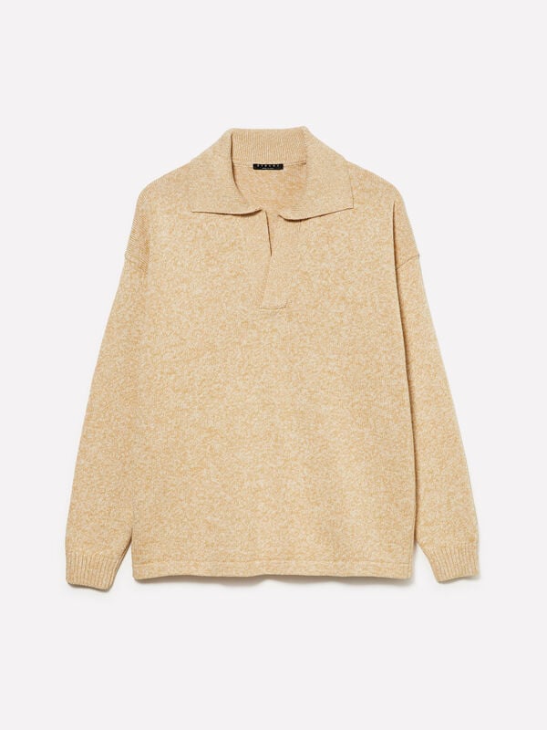 Polo-effect sweater - men's v-neck sweaters | Sisley