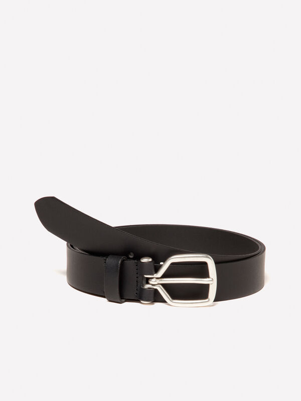 Black 100% leather belt - men's belts | Sisley