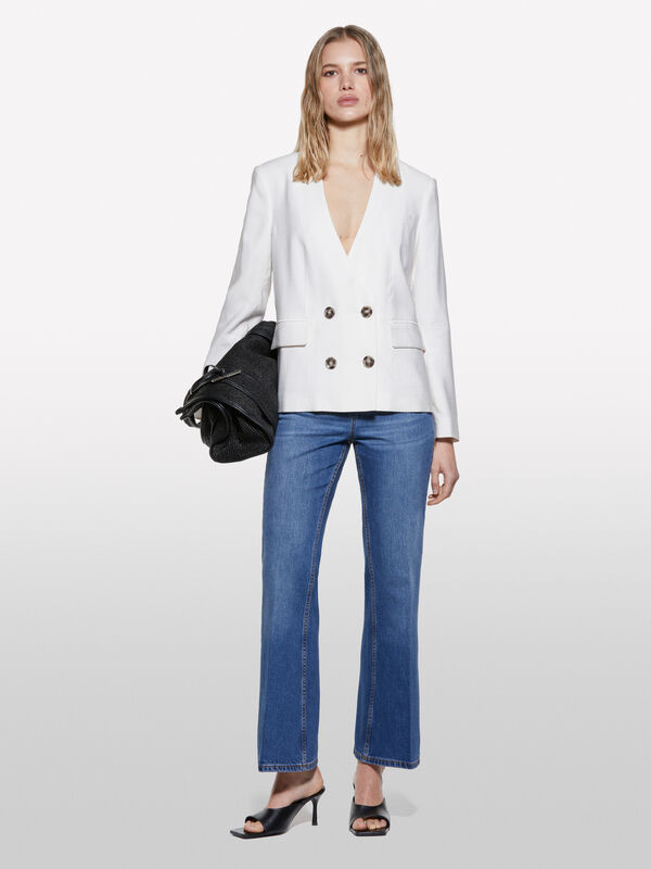 Cream white boy fit blazer - women's blazers | Sisley