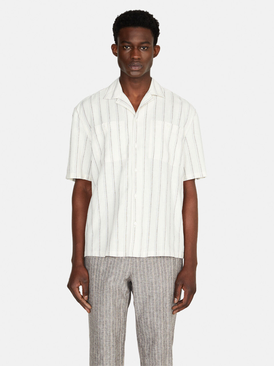 Striped shirt in linen blend
