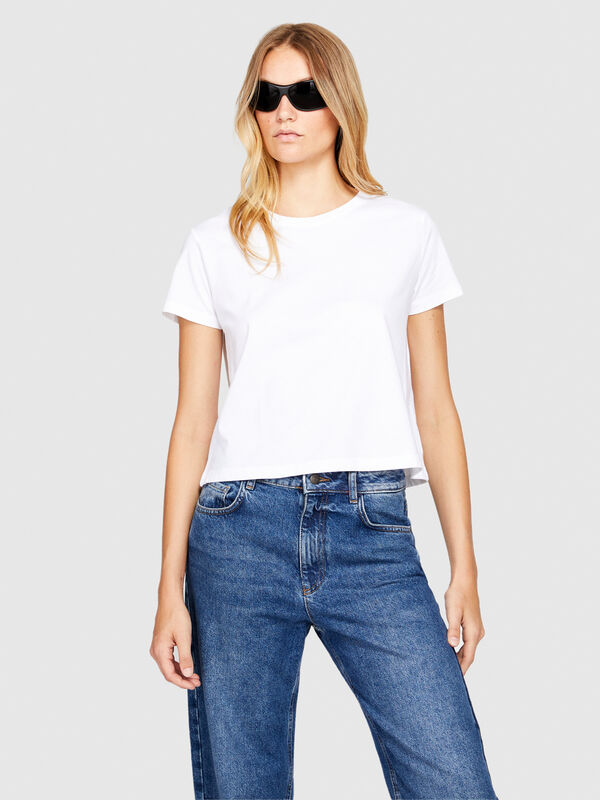 Solid color boxy fit t-shirt - women's short sleeve t-shirts | Sisley
