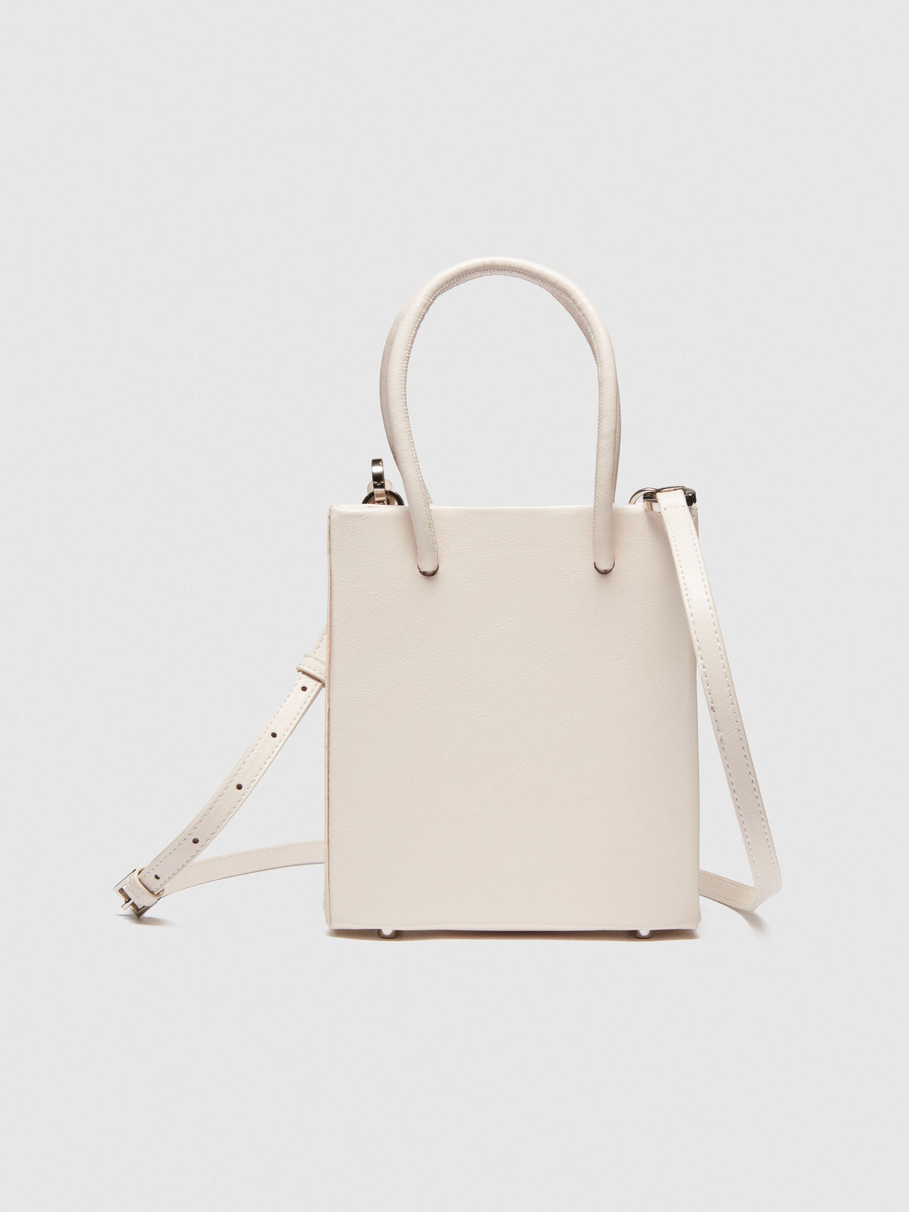 Mini tote bag with shoulder strap Creamy White Sisley