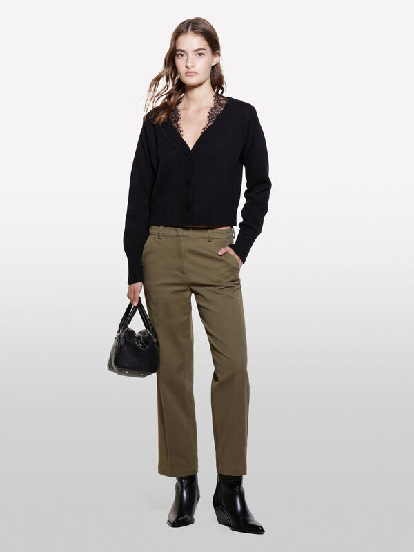 Brown high waisted trousers - women's regular fit trousers | Sisley