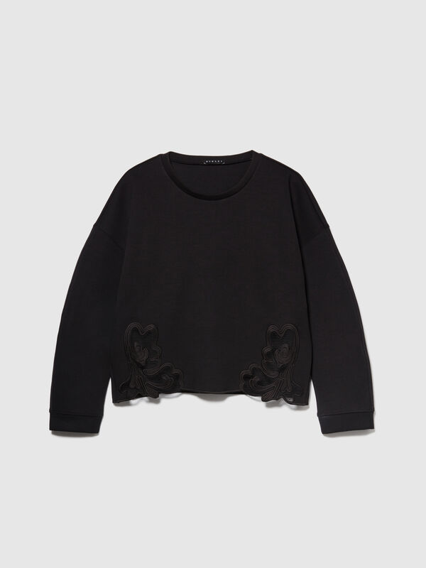 Sweatshirt with embroidery - women's sweatshirts | Sisley