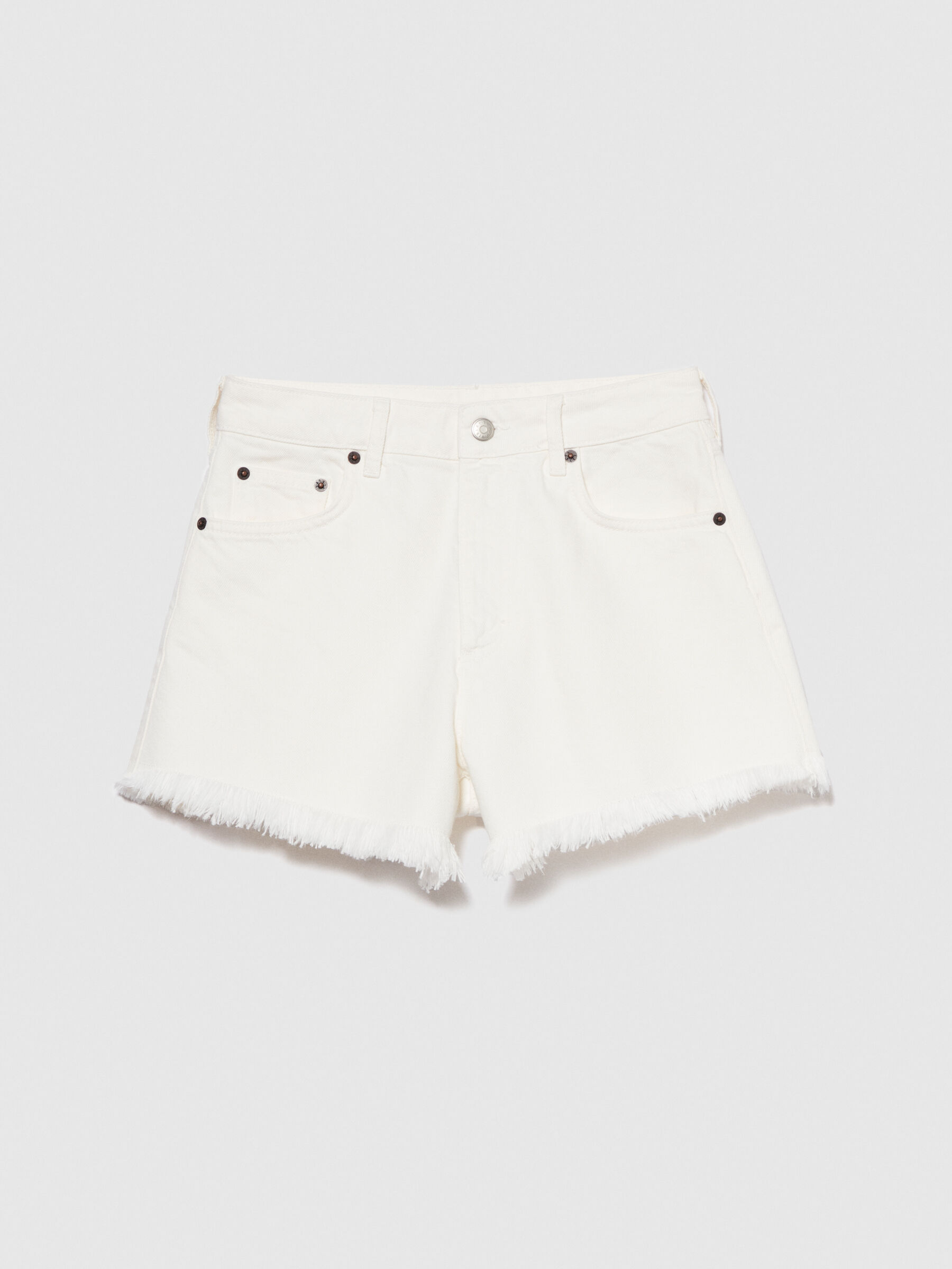 Fringed jean shorts Women image number null
