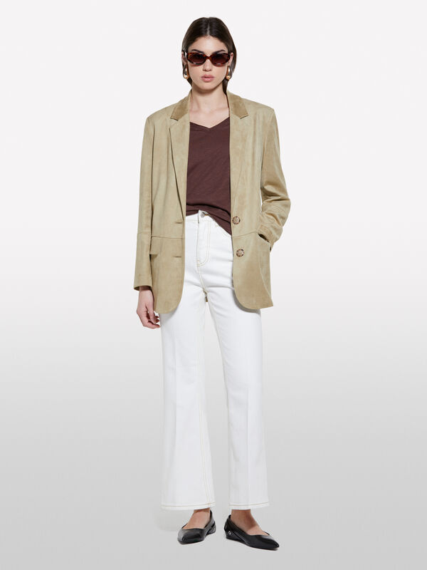 Brown V-neck t-shirt - women's short sleeve t-shirts | Sisley