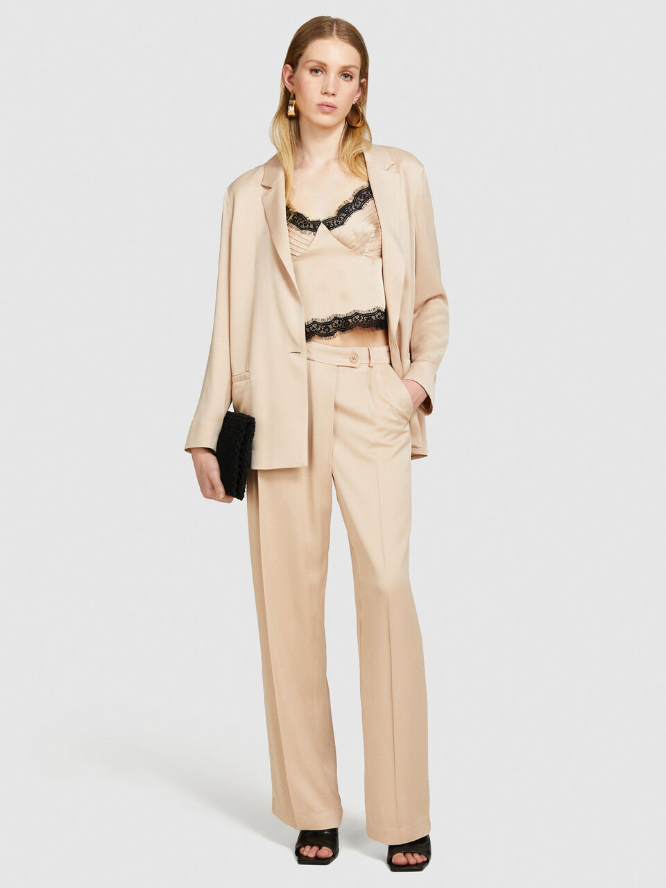 Single-breasted satin blazer Women image number null