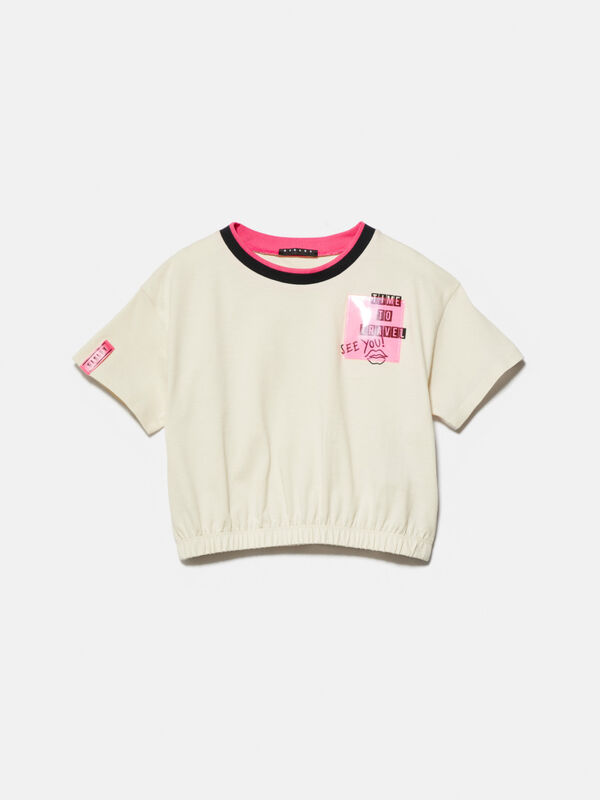 Cropped t-shirt with insert Junior Girl